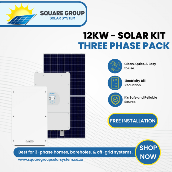 This package includes the following: • 1 x 12kw Deye 3-phase inverter • 24x 545w Canadian solar panels • 1 x Freedom won lite 40Kwh Life Po4 Battery • 200x 6mm solar cables red and black • 1 x Ac three-phase combiner box with a change-over switch • 1 x 2 string PV combiner box • 1 x battery cable pack • 1 x battery disconnect • 1 x 4 Shoto battery cabinet • 1 x communication cable • Complete system for zinc and tile roof 12kw Deye inverter datasheet 3 phase inverter is a hybrid with a low battery voltage of 48V, ensuring the system is safe and reliable. With a compact design and high-power density, this series supports a 1.3 DC/AC ratio, saving device investment. It supports three-phase unbalanced output, extending the application scenarios. Equipped with CAN port (x2) BMS and parallel, x1 RS485 port for BMS, x1 RS232 port for remote control, and x1 DRM port, which makes the system smart and flexible. THREE-PHASE INVERTER: – Higher yields – Safe & – Reliable Smart User-friendly 3 PHASE INVERTER • 48V low voltage battery, transformer isolation design • 6 time periods for battery charging/discharging • Max. charging/discharging current of 240A • Frequency droop control, Max.16pcs parallel • DC coupled and AC coupled to retrofit existing solar system • Support storing energy from diesel generator • Supports three-phase unbalanced output • Unique Smart Load application and Grid peak shaving function